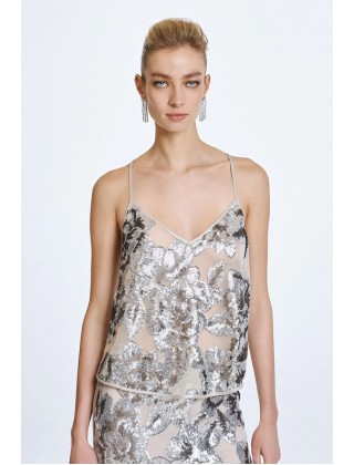 Γυναικεία μπλούζα από τούλι με λεπτομέρειες παγιέτα - Access 63-2002