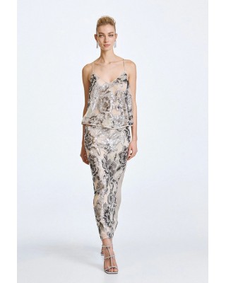 Γυναικεία μπλούζα από τούλι με λεπτομέρειες παγιέτα - Access 63-2002