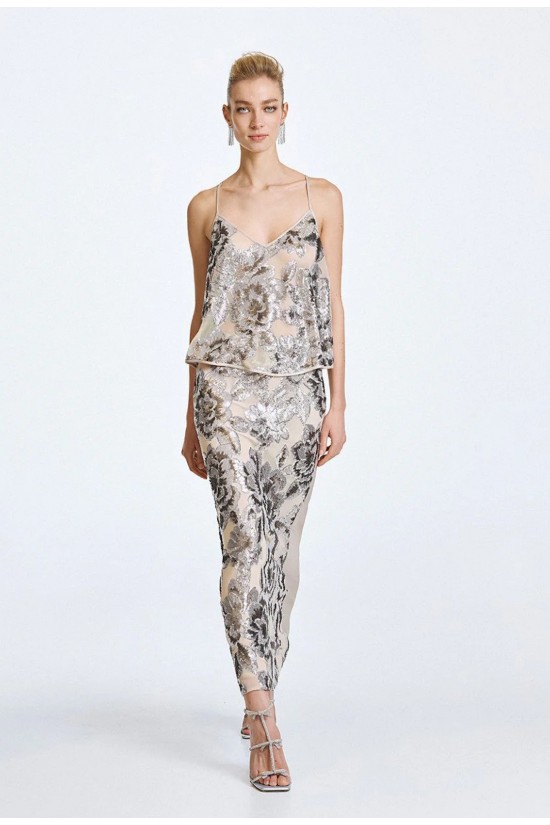 Γυναικεία μπλούζα από τούλι με λεπτομέρειες παγιέτα - Access 63-2002