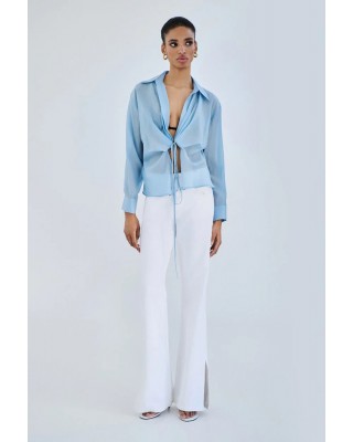 Γυναικεία σιέλ κρουαζέ μπλούζα με γιακά - Access 63-2209