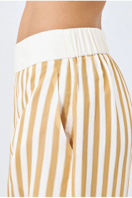 Γυναικεία μπεζ ψηλόμεση ριγέ παντελόνα - Access 63-5033 Γυναικεία μπεζ ψηλόμεση ριγέ παντελόνα - Access 63-5033