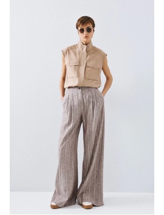 Γυναικεία ριγέ ψηλόμεση παντελόνα - Access 63-5036