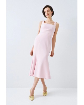 Γυναικείο μίντι ροζ φόρεμα γκοντέ - Spell 63-3428