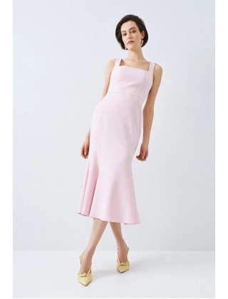 Γυναικείο μίντι ροζ φόρεμα γκοντέ - Spell 63-3428