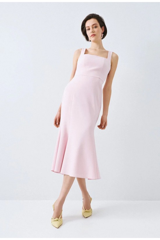 Γυναικείο μίντι ροζ φόρεμα γκοντέ - Spell 63-3428