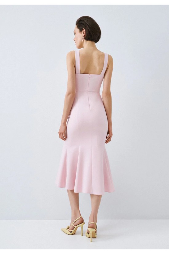 Γυναικείο μίντι ροζ φόρεμα γκοντέ - Spell 63-3428