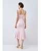 Γυναικείο μίντι ροζ φόρεμα γκοντέ - Spell 63-3428