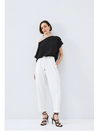 Γυναικείο oFwhite παντελόνι με λάστιχο και ρεβέρ - Access 63-5101