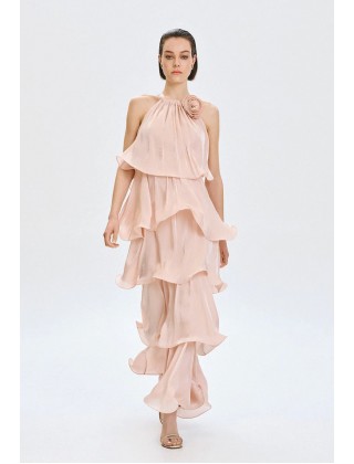 Γυναικείο μάξι φόρεμα halter με βολάν - Spell 63-3324 