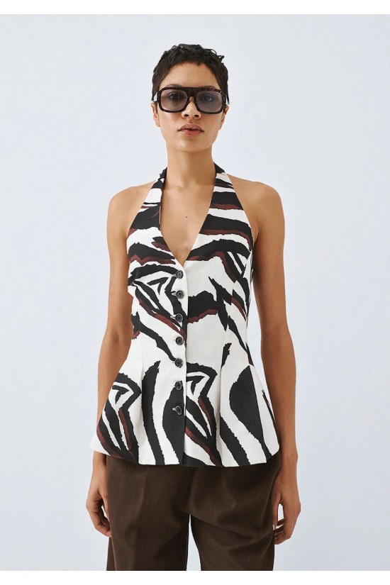 Γυναικείο τοπ- γιλέκο halter εμπριμέ - Spell 63-2050