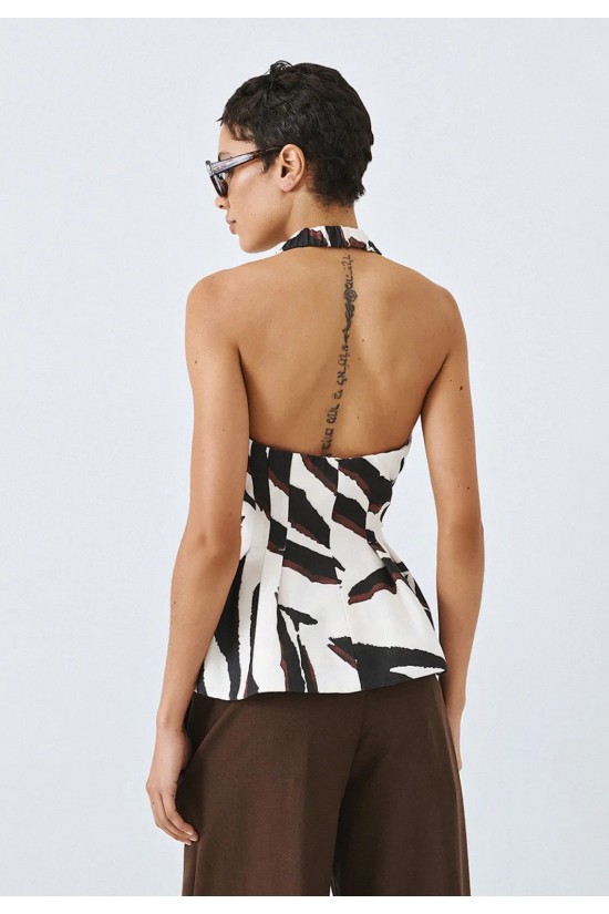 Γυναικείο τοπ- γιλέκο halter εμπριμέ - Spell 63-2050