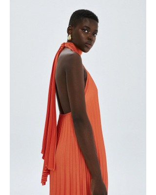 Γυναικείο μάξι πλισέ halter φόρεμα - Access 63-3316