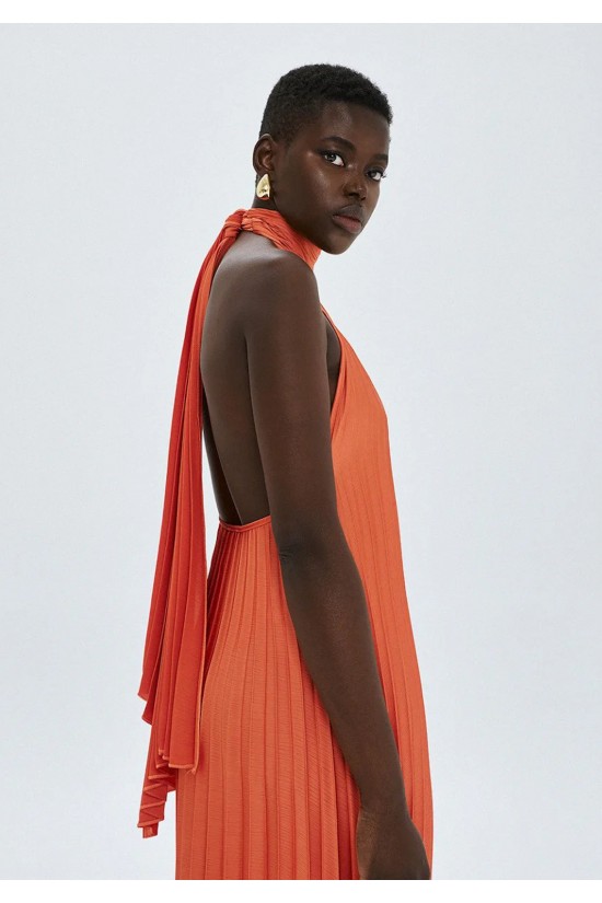 Γυναικείο μάξι πλισέ halter φόρεμα - Access 63-3316