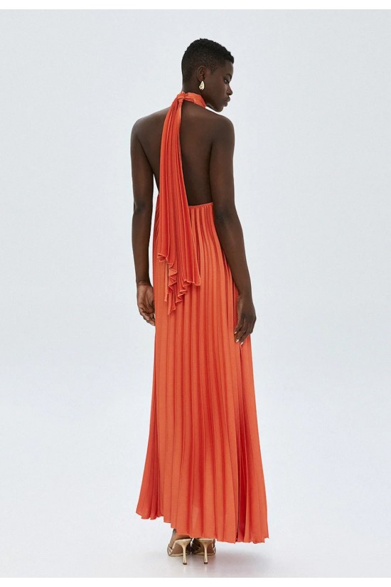 Γυναικείο μάξι πλισέ halter φόρεμα - Access 63-3316