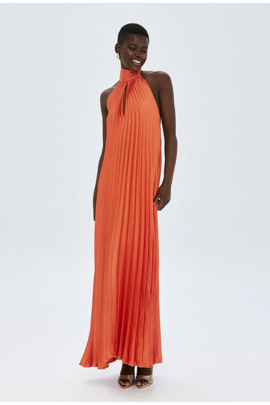 Γυναικείο μάξι πλισέ halter φόρεμα - Access 63-3316