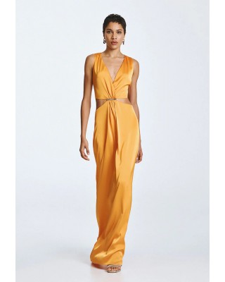 Γυναικείο μάξι πορτοκαλί φόρεμα cut out - Spell 63-3310