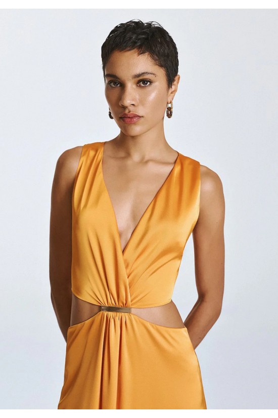 Γυναικείο μάξι πορτοκαλί φόρεμα cut out - Spell 63-3310 Γυναικείο μάξι πορτοκαλί φόρεμα cut out - Spell 63-3310