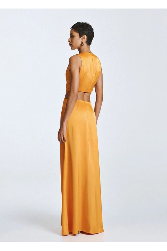 Γυναικείο μάξι πορτοκαλί φόρεμα cut out - Spell 63-3310 Γυναικείο μάξι πορτοκαλί φόρεμα cut out - Spell 63-3310