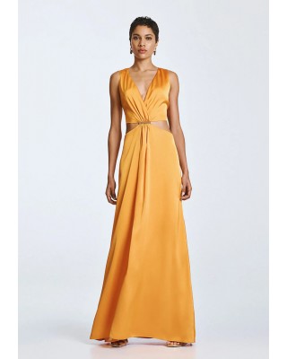 Γυναικείο μάξι πορτοκαλί φόρεμα cut out - Spell 63-3310