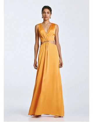 Γυναικείο μάξι πορτοκαλί φόρεμα cut out - Spell 63-3310