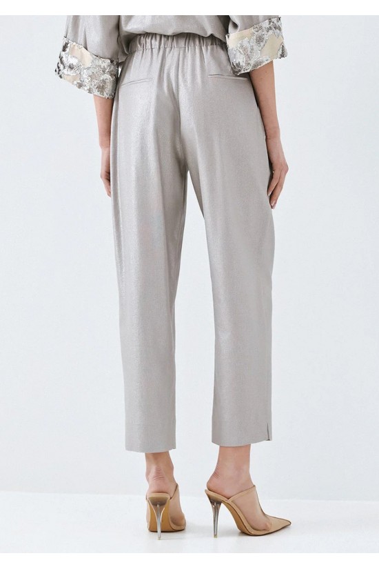 Γυναικείο ασημί παντελόνι με λάστιχο - Access 63-5130 Γυναικείο ασημί παντελόνι με λάστιχο - Access 63-5130