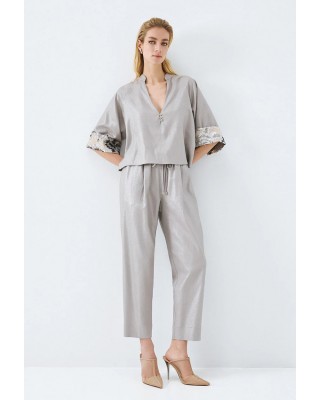 Γυναικείο ασημί παντελόνι με λάστιχο - Access 63-5130