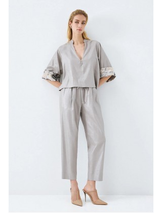 Γυναικείο ασημί παντελόνι με λάστιχο - Access 63-5130