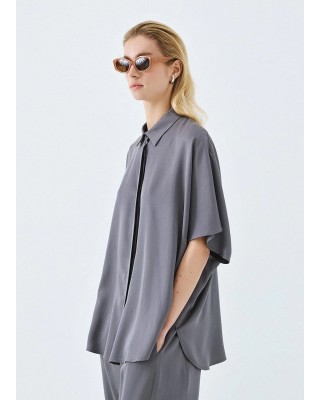 Γυναικείο γκρι κοντομάνικο πουκάμισο - Access 63-7074