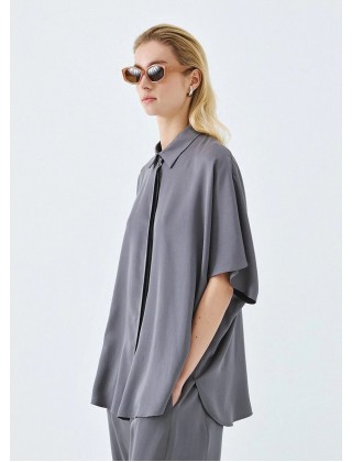 Γυναικείο γκρι κοντομάνικο πουκάμισο - Access 63-7074