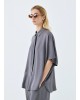 Γυναικείο γκρι κοντομάνικο πουκάμισο - Access 63-7074