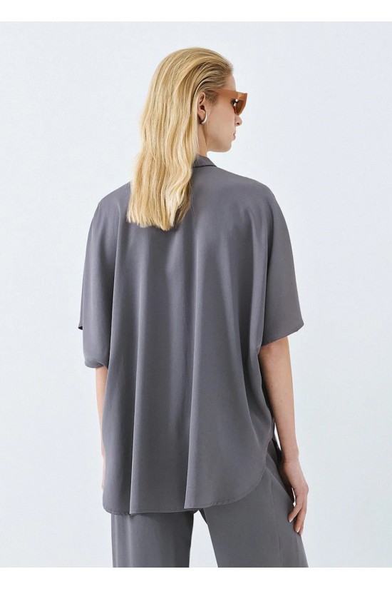 Γυναικείο γκρι κοντομάνικο πουκάμισο - Access 63-7074
