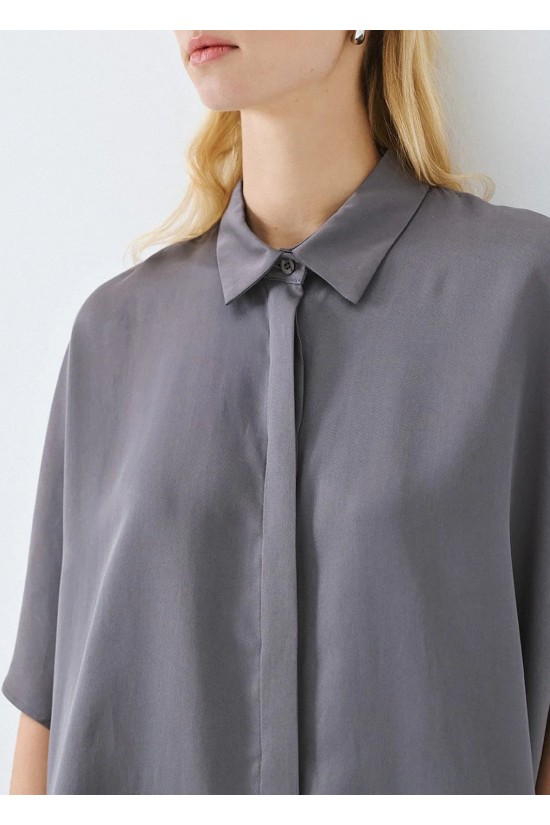 Γυναικείο γκρι κοντομάνικο πουκάμισο - Access 63-7074
