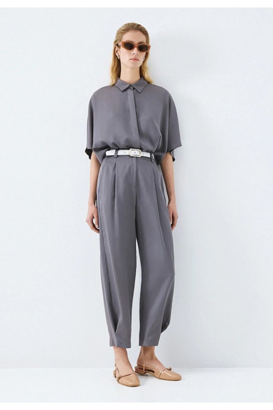 Γυναικείο γκρι κοντομάνικο πουκάμισο - Access 63-7074