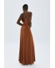Γυναικείο καφέ μάξι φόρεμα με κόμπο - Access 63-3331