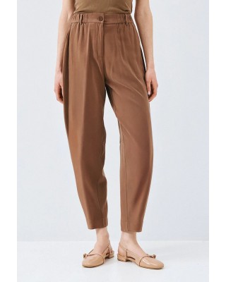 Γυναικείο καφέ carrot παντελόνι με λάστιχο - Eight 63-5051