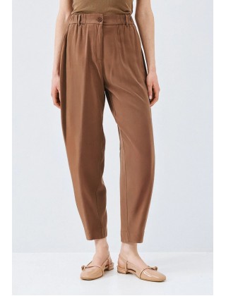 Γυναικείο καφέ carrot παντελόνι με λάστιχο - Eight 63-5051