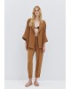Γυναικείο καφέ παντελόνι με λάστιχο και ρεβέρ - Access 63-5101
