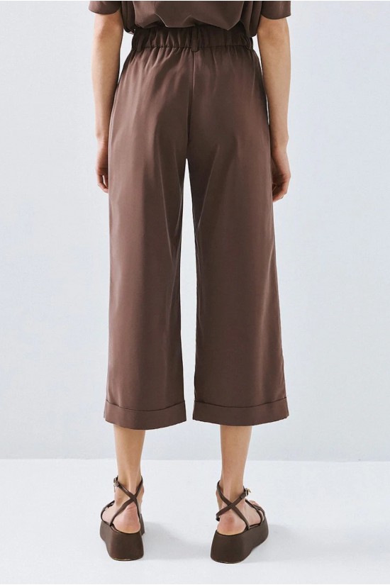 Γυναικείο καφέ παντελόνι με ρεβέρ - Access 63-5046