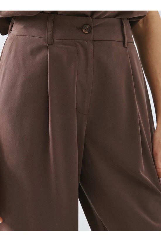 Γυναικείο καφέ παντελόνι με ρεβέρ - Access 63-5046