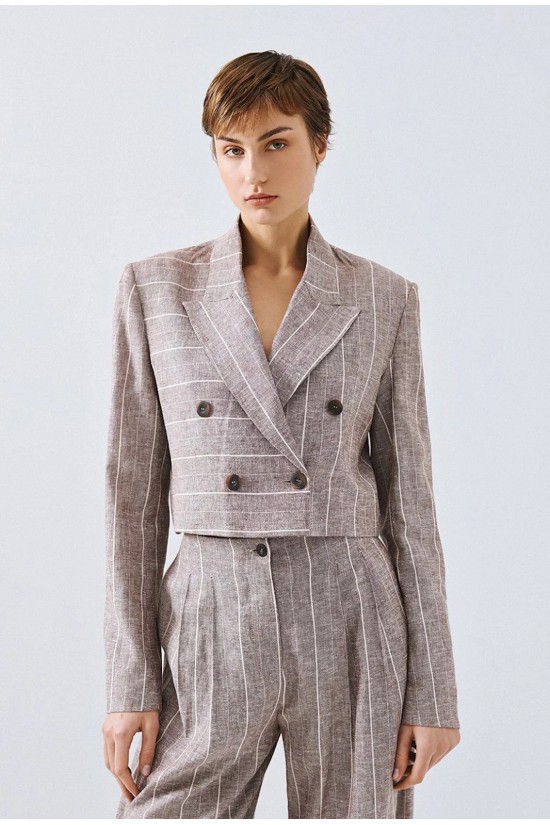 Γυναικείο κοντό ριγέ σακάκι - Access 63-1016 Γυναικείο κοντό ριγέ σακάκι - Access 63-1016