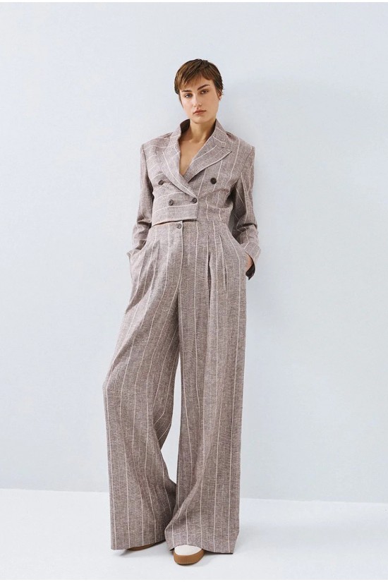 Γυναικεία ριγέ ψηλόμεση παντελόνα - Access 63-5036