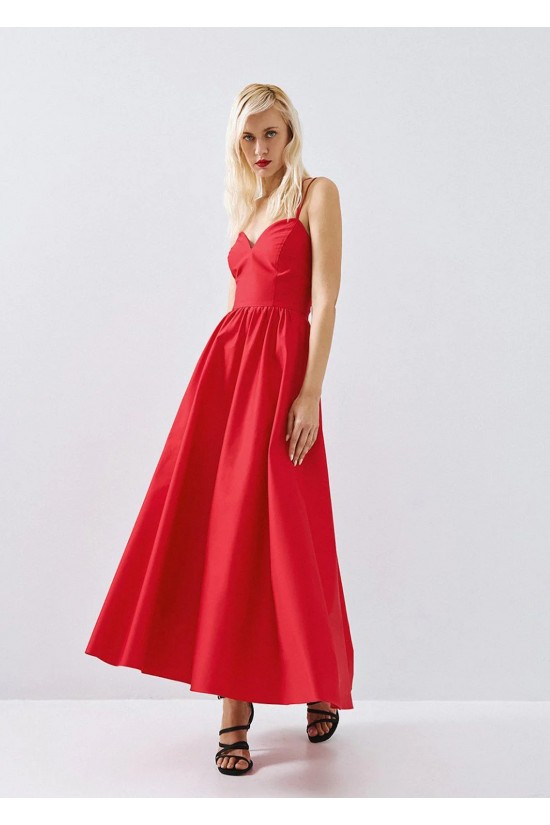 Γυναικείο κόκκινο midi κλος φόρεμα - Access 63-3398