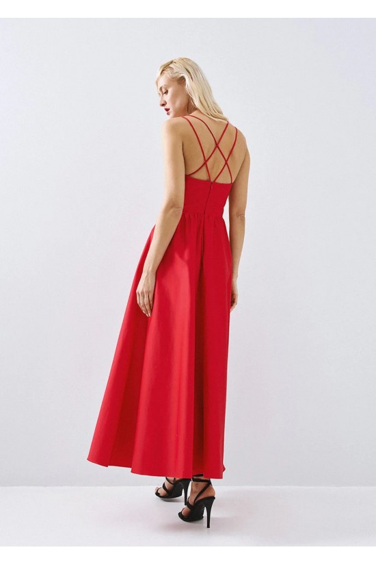Γυναικείο κόκκινο midi κλος φόρεμα - Access 63-3398