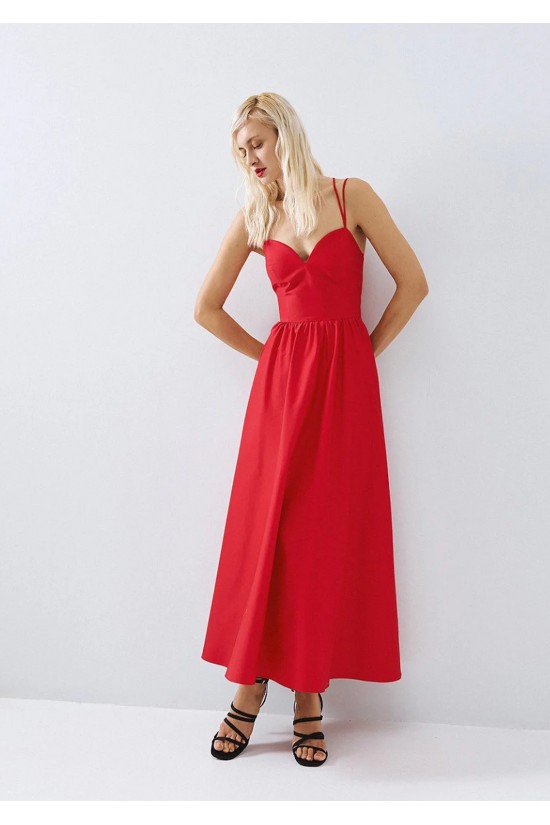 Γυναικείο κόκκινο midi κλος φόρεμα - Access 63-3398