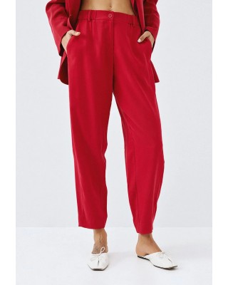 Γυναικείο κόκκινο carrot παντελόνι με λάστιχο - Eight 63-5051