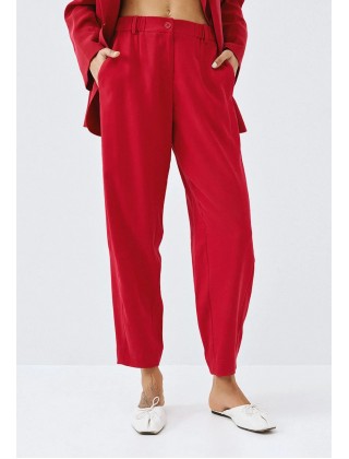 Γυναικείο κόκκινο carrot παντελόνι με λάστιχο - Eight 63-5051