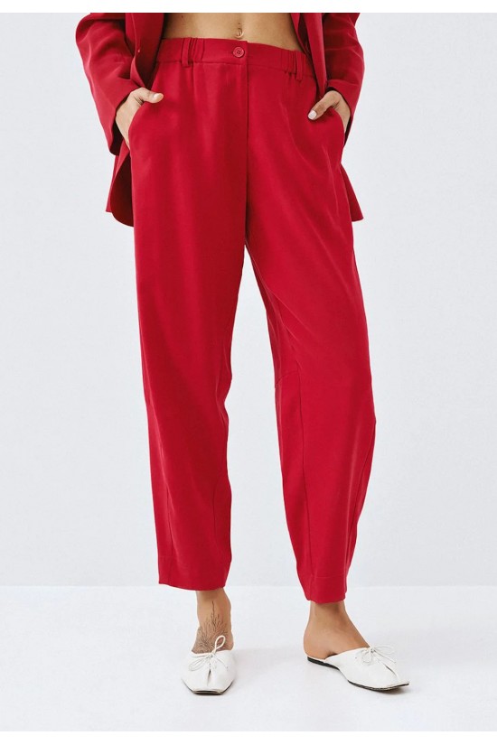 Γυναικείο κόκκινο carrot παντελόνι με λάστιχο - Eight 63-5051 Γυναικείο κόκκινο carrot παντελόνι με λάστιχο - Eight 63-5051