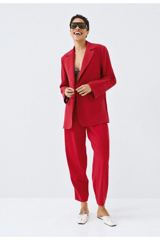 Γυναικείο κόκκινο carrot παντελόνι με λάστιχο - Eight 63-5051 Γυναικείο κόκκινο carrot παντελόνι με λάστιχο - Eight 63-5051