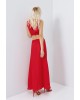 Γυναικείο μάξι κόκκινο φόρεμα cut out - Access 63-3378