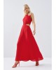 Γυναικείο μάξι κόκκινο φόρεμα cut out - Access 63-3378